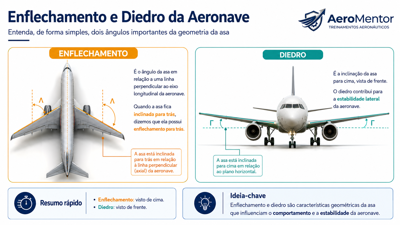 Enflechamento e diedro da aeronave
